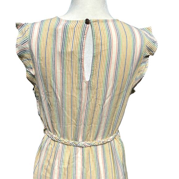 Marine Layer Laney Dress Medium Pastels Beachy Stripe Tiered Ruffle Mini NWT - Picture 7 of 16